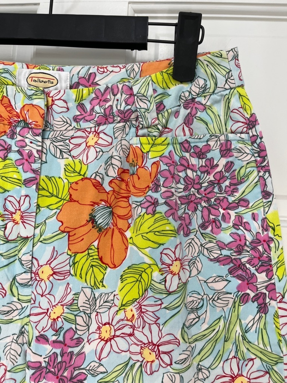 Talbots Stretch Cotton Blend Floral Watercolor Print Straight Leg Pants - Size 6 - Picture 3 of 11